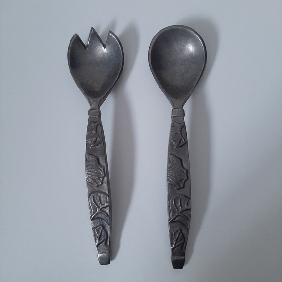 Dansk Dining Dansk Pewter Serving Utensils Set Of Two Leaf Design